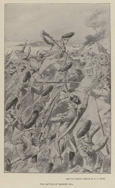 A Batalha de Bunker Hill (litho) de Henry Alexander (after) Ogden