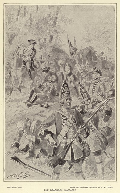 O Massacre de Braddock (litho) de Henry Alexander (after) Ogden