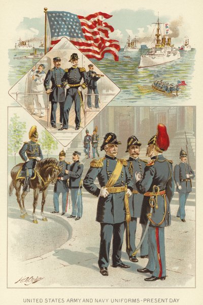 United States Army and Navy Uniforms, Present Day (cor litho) de Henry Alexander (after) Ogden