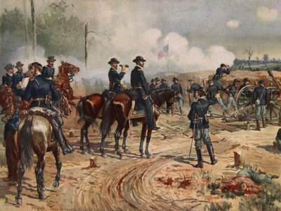 O Cerco de Atlanta, 28 de Julho-Setembro 2 de 1864 (cor litho) de Henry Alexander Ogden
