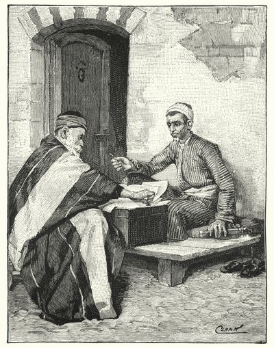 Um escritor oriental selando uma carta (litho) de Henry Andrew Harper