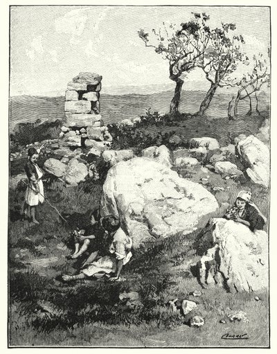 Um marco antigo no Líbano (litho) de Henry Andrew Harper