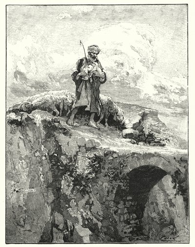 Ponte sem parapeito sobre o Jordão (litho) de Henry Andrew Harper