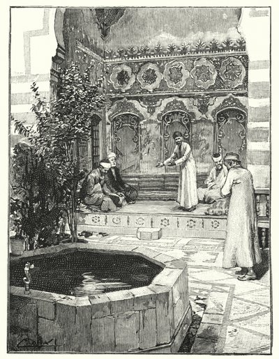 Recebendo convidados em um levan, Damasco (litho) de Henry Andrew Harper