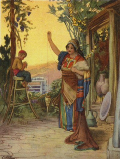 Tomando posse do distaff (cor litho) de Henry Andrew Harper