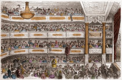 O auditório do Theatre des Funambules em Paris no século XIX - Theatre des Funambules, boulevard du Temple a Paris, no século XIX - Gravura de Henri Valentin (1822-1886) em "Tableau-de-Paris" de Edmond Texier 1852 de Henry Augustin Valentin