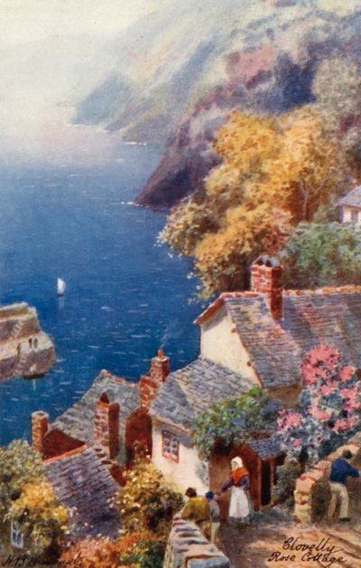 Rose Cottage, Clovelly (litografia a cores) de Henry B. (after) Wimbush
