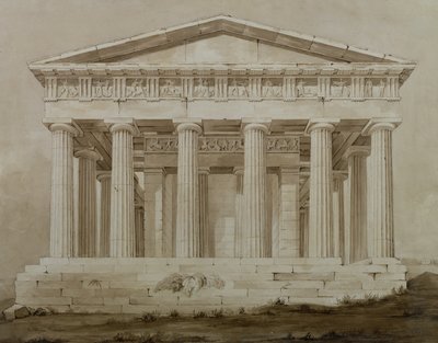 Templo de Hefesto, Atenas (sépia wc no papel) de Henry Bailey