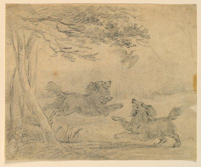 Estudo de dois Spaniels em um parque de Henry Bernard Chalon