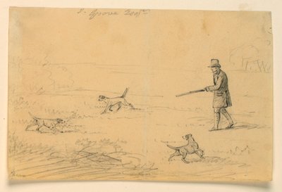 Estudo de um cavalheiro com três cães, caçando de Henry Bernard Chalon