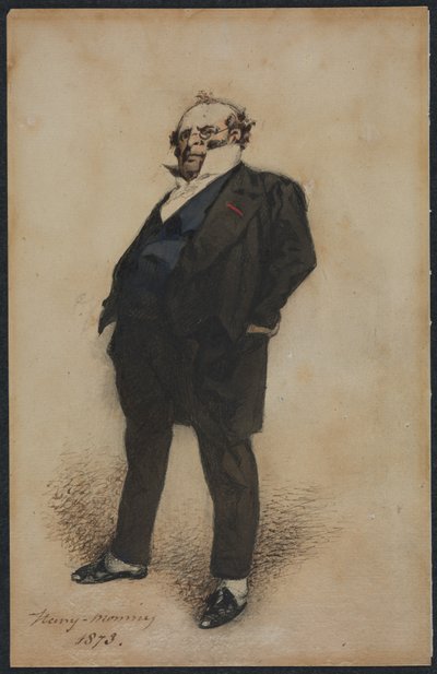 Auto-retrato no papel de M. Prudhomme, 1873. de Henry Bonaventure Monnier