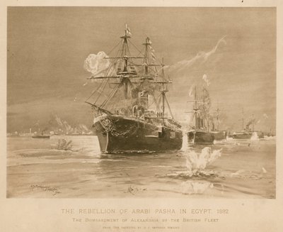 Bombardeamento de Alexandria pela frota britânica durante a rebelião de Ali Pasha, Egipto de Henry Charles Seppings Wright
