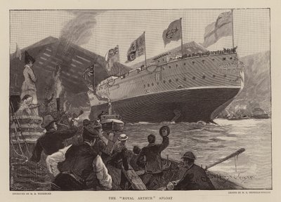 HMS Royal Arthur a flutuar (gravura) de Henry Charles Seppings Wright