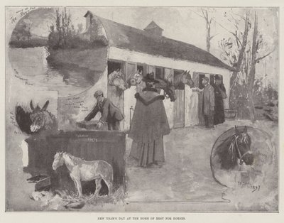 Dia de Ano Novo na Casa do Descanso para Cavalos de Henry Charles Seppings Wright