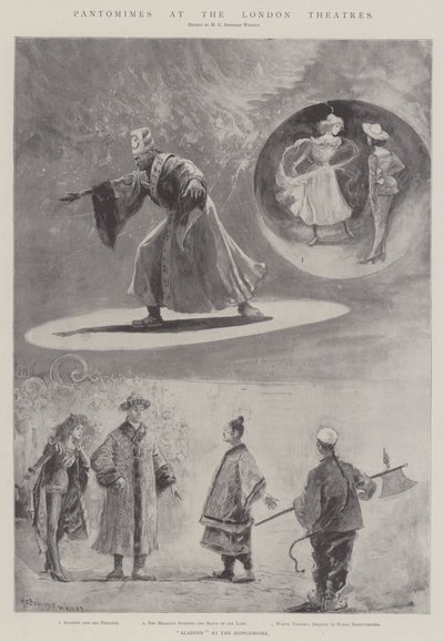 Pantomimes no London Theatres (litho) de Henry Charles Seppings Wright