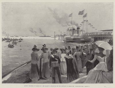 Tempo da Rainha em Folkestone, Partida de Sua Majestade para o Continente a Bordo de Calais-Douvres, 11 de março de Henry Charles Seppings Wright