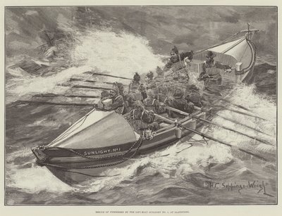 Resgate de pescadores pela Life-Boat Sunlight No 1, em Llandudno de Henry Charles Seppings Wright