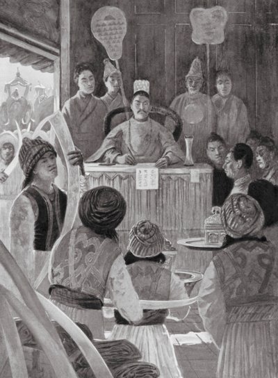 Enviados siameses prestando homenagem ao Imperador da China (litografia) de Henry Charles Seppings Wright