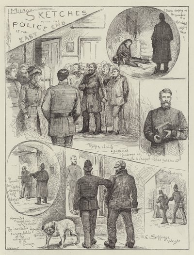 Esboços com a polícia no East End de Henry Charles Seppings Wright