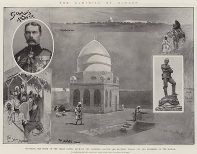 A vingança de Gordon, Omdurman, a cena da grande batalha entre as tropas combinadas britânicas e egípcias e os dervixes do Sudão de Henry Charles Seppings Wright