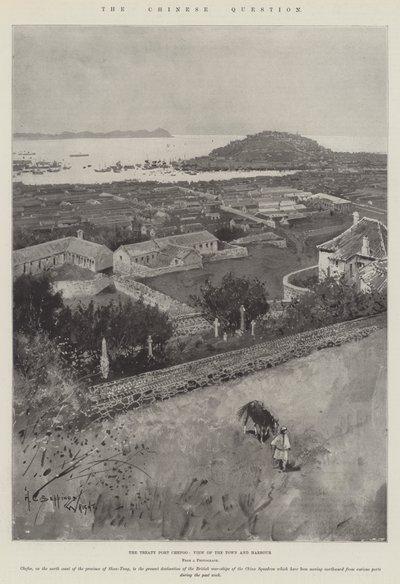 A Questão Chinesa, o Tratado Port Chefoo, Vista da Cidade e Porto de Henry Charles Seppings Wright