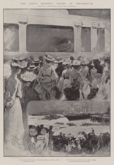 A jornada do rei, cenas em Portsmouth de Henry Charles Seppings Wright