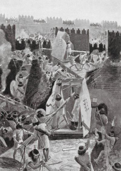 Os persas a invadir a cidadela da Babilónia (litografia) de Henry Charles Seppings Wright
