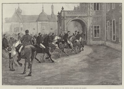 A rainha em Sandringham, senhores da Caça Norfolk saudando Sua Majestade de Henry Charles Seppings Wright