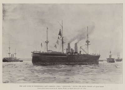 O Último Comando do falecido Duque de Edimburgo, HMS Alexandra pilotando o Royal Ensign em Half-Mast de Henry Charles Seppings Wright