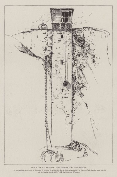 Duas maneiras de Meteora, a escada e a cesta de Henry Charles Seppings Wright