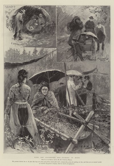 Com os Hop-Pickers angustiados em Kent de Henry Charles Seppings Wright