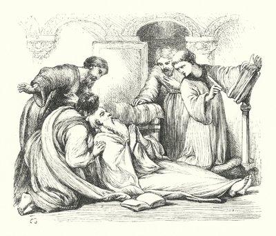 Morte do Venerável Bede (gravura) de Henry Courtney (after) Selous
