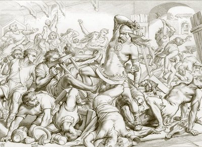 Como Hereward libertou Bourne dos franceses (gravura) de Henry Courtney (after) Selous