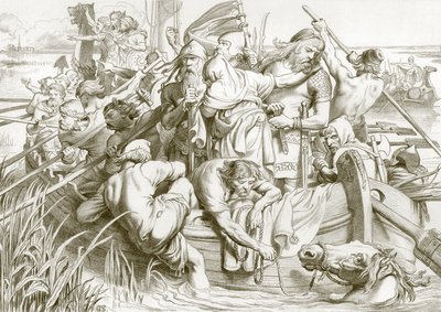 Como Hereward partiu de Ely e como matou a égua andorinha (gravura) de Henry Courtney (after) Selous