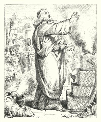 O Sacrifício de David (gravura) de Henry Courtney (after) Selous