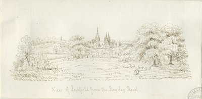 Lichfield - Vista Norte (distante): desenho a caneta, nd [1788-1855] (desenho) de Henry Curzon Allport