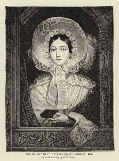 Sua Majestade na Capela de São Jorge, Windsor, 1846 de Henry Dawe