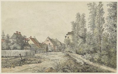 Estrada da aldeia com casas (na Alemanha?) de Henry Edridge