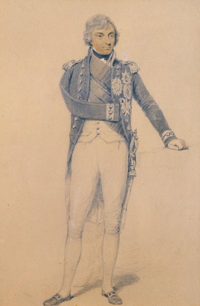 Horatio Nelson (1758-1805) (lápis, tinta e guache sobre papel) de Henry Edridge