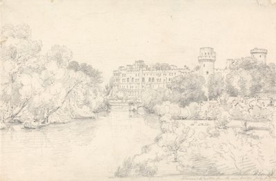 Castelo de Warwick a partir da Ponte Nova de Henry Edridge