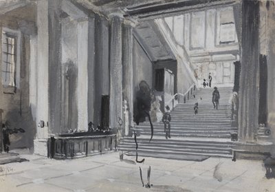 Vista interna do Museu Britânico mostrando a escadaria principal, 1884 de Henry Edward Tidmarsh