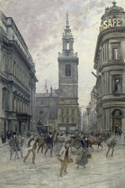 Walbrook e mansão de St. Stephen, cerca de 1895 de Henry Edward Tidmarsh