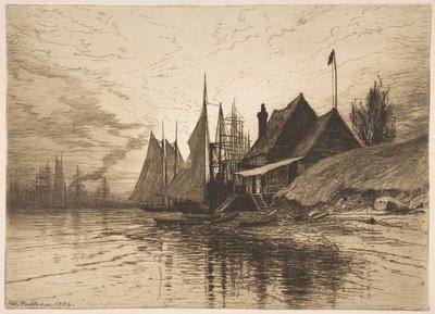Noite, porto de Nova York, 1884. de Henry Farrer