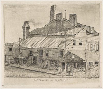 Casa antiga, esquina de Peck Slip e Water Street, de «Cenas da antiga Nova Iorque» de Henry Farrer