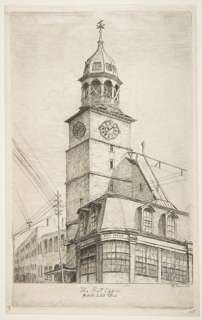 The Post Office, Igreja Holandesa do Meio das Cenas da Velha Nova York, 1870. de Henry Farrer