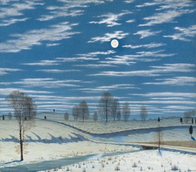 Cena de inverno no luar, 1869 de Henry Farrer