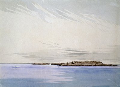 Old Mackinaw, com o forte francês de 1842 (wc no papel) de Henry Francis Ainslie
