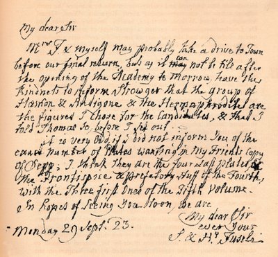 Carta de Henry Fuseli, 29 de setembro de 1823 1904 de Johann Heinrich Füssli