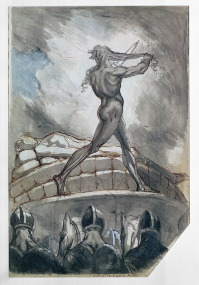 Aquiles sacrificando seu cabelo por Pátroclo, 1800-5 (caneta e tinta de tinta no papel) de Johann Heinrich Füssli