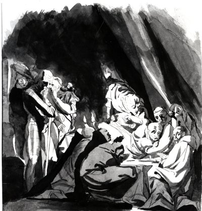 Morte do Cardeal Beaufort, ilustração de &39;Henry VI&39; de Shakespeare, 1772 (caneta, tinta e papel) de Johann Heinrich Füssli